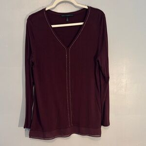 White House Black Market Deep burgundy V Neck Tunic